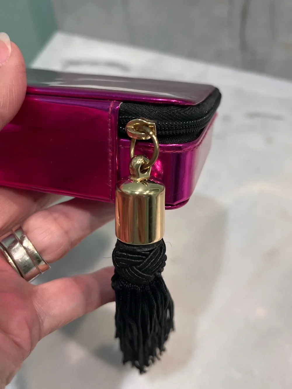 Marc Jacob’s Metallic Cosmetic Bag Fuchsia